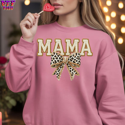 MAMA Faux Yarn/Crochet Valentine's Day DTF Transfer Print Only.
