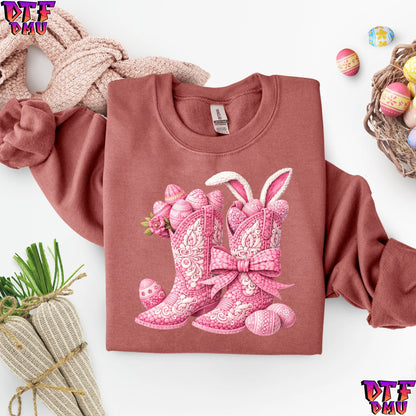 Cowgirl Easter Faux Yarn/Crochet DTF Transfer Print
