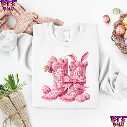 Cowgirl Easter Faux Yarn/Crochet DTF Transfer Print