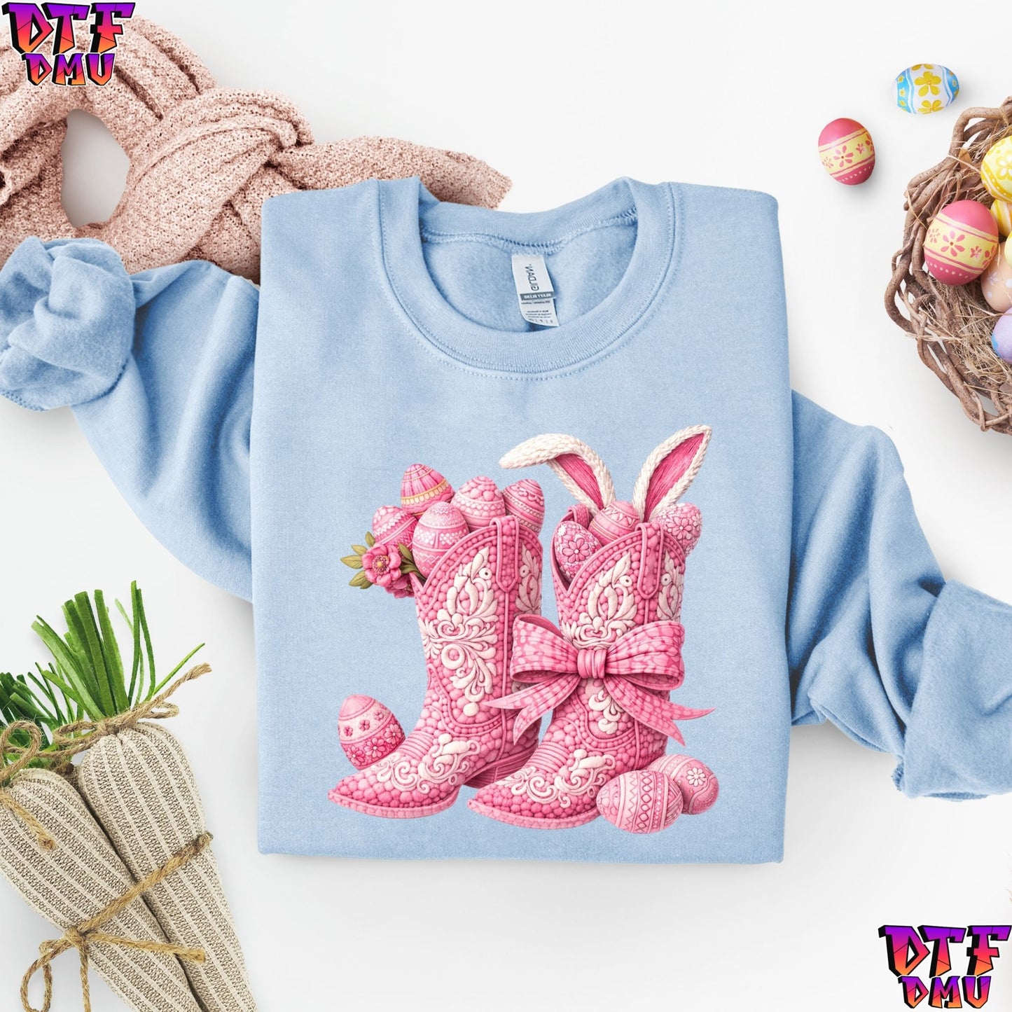 Cowgirl Easter Faux Yarn/Crochet DTF Transfer Print