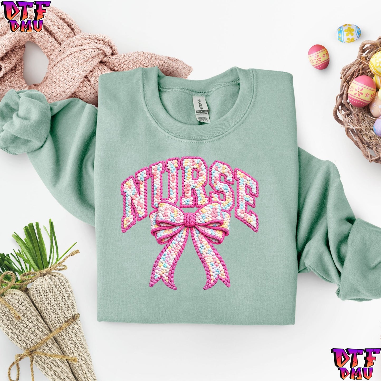 Easter NURSE Faux Yarn/Crochet DTF Transfer Print