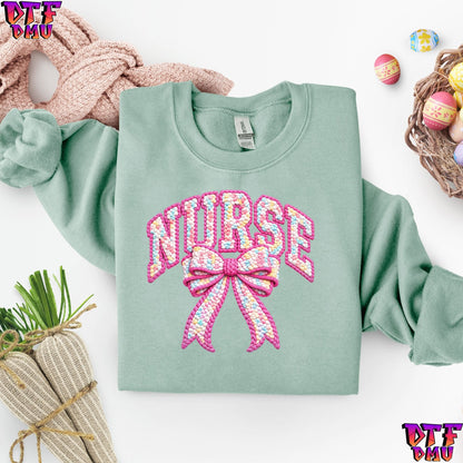 Easter NURSE Faux Yarn/Crochet DTF Transfer Print