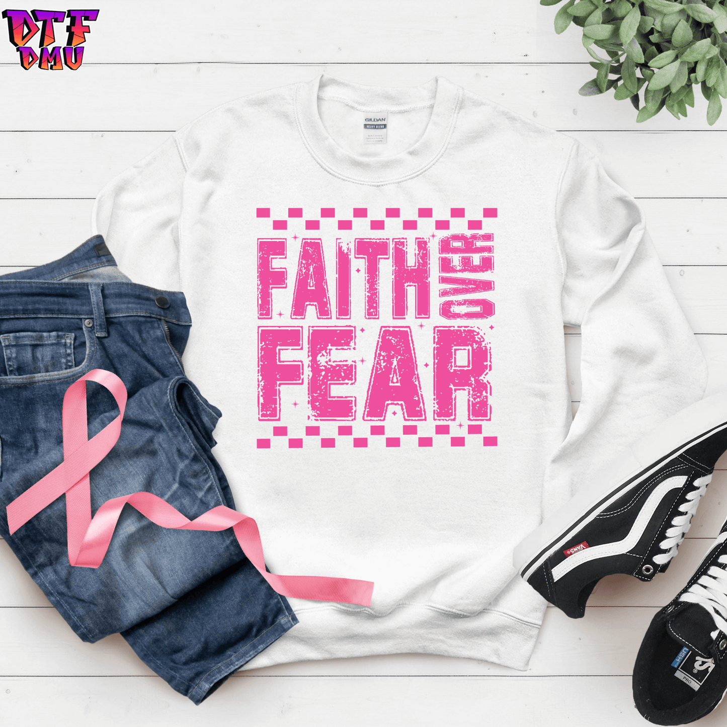 FAITH OVER FEAR CANCER DTF Transfer Print.