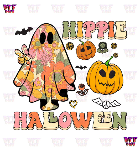Hippie Halloween w/ Pumpkin (DTF Ready to Apply Transfer Print) (Copy)