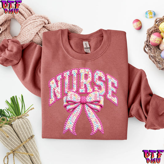 Easter NURSE Faux Yarn/Crochet DTF Transfer Print