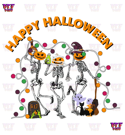 Happy Halloween Skeletons (DTF Ready to Apply Transfer Print)