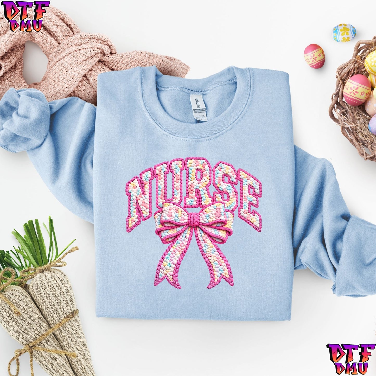 Easter NURSE Faux Yarn/Crochet DTF Transfer Print