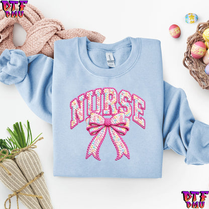 Easter NURSE Faux Yarn/Crochet DTF Transfer Print