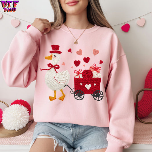 Valentine's Day Faux Yarn/Crochet DTF Transfer Print Only.