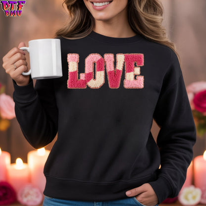LOVE Faux Yarn/Crochet Valentine's Day DTF Transfer Print Only.