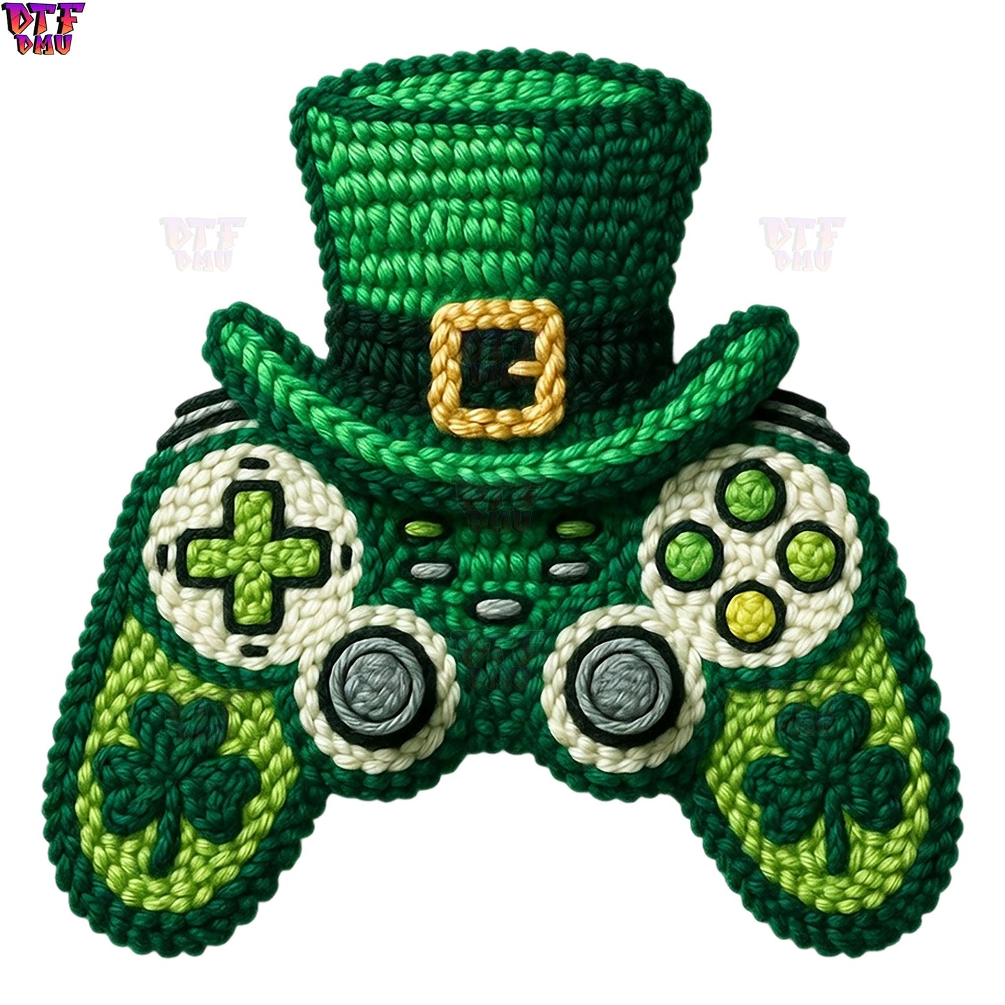 GAMMER Faux Yarn/Crochet St. Patrick's Day DTF Transfer print Only.