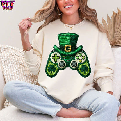 GAMMER Faux Yarn/Crochet St. Patrick's Day DTF Transfer print Only.