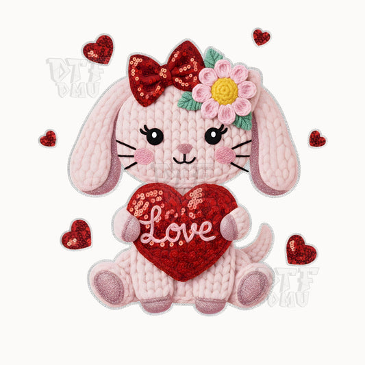 Love Kitty Valentine's Day DTF Transfer Print Only