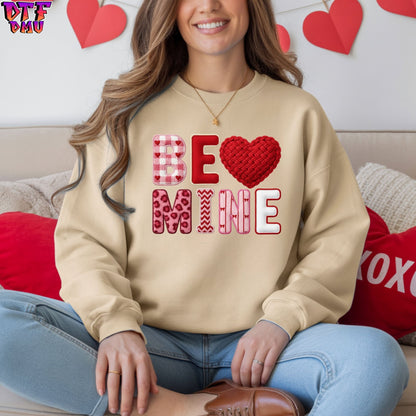 Be MINE Valentine's Day  Faux Yarn/Crochet DTF Transfer Print Only.