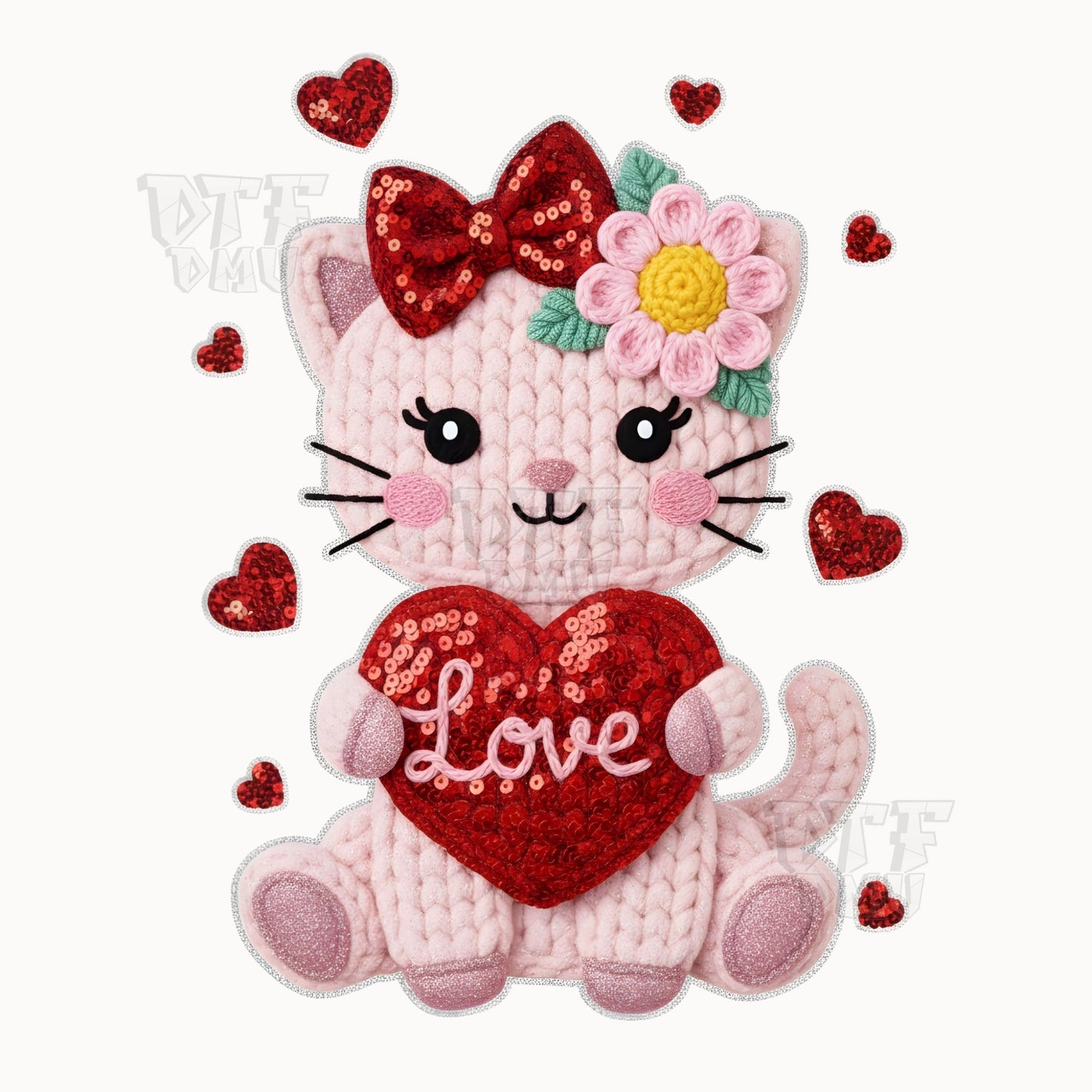 Love Kitty Valentine's Day DTF Transfer Print Only
