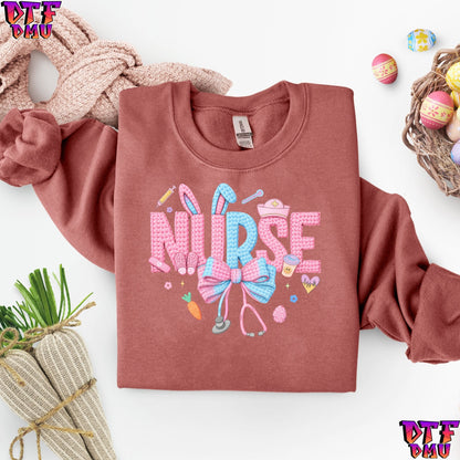 Easter NURSE  Faux Yarn/Crochet DTF Transfer Print