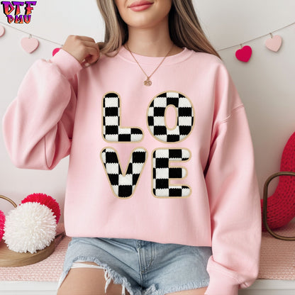 LOVE Faux Yarn/Crochet Valentine's Day DTF Transfer Print Only.