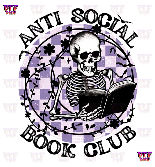 Anti Social Book Club Skeleton (DTF Ready to Apply Transfer Print)