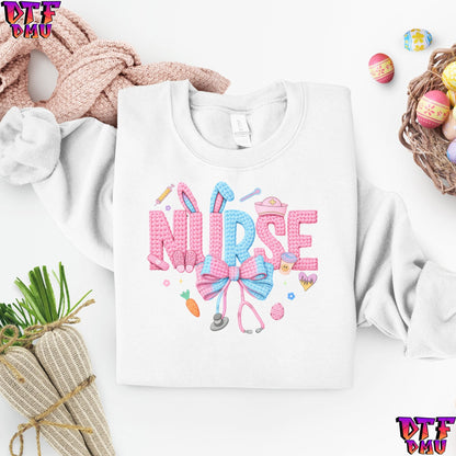 Easter NURSE  Faux Yarn/Crochet DTF Transfer Print