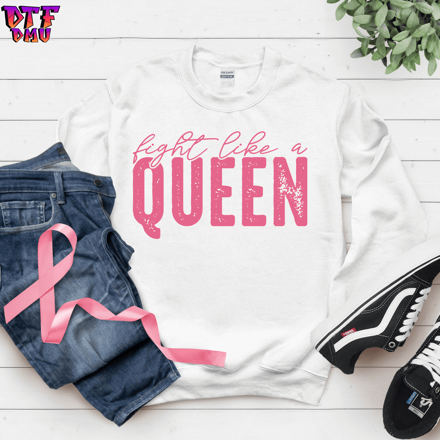 FIGHT LIKE A QUEEN CANCER DTF Transfer Print.