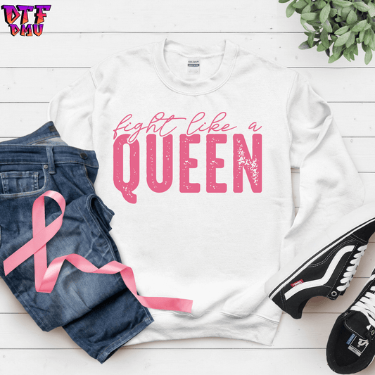 FIGHT LIKE A QUEEN CANCER DTF Transfer Print.