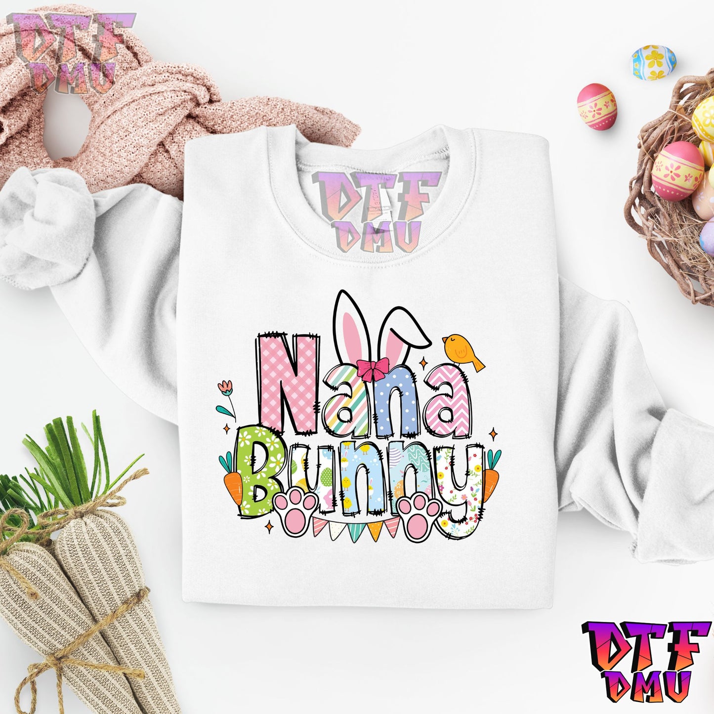 Easter Bunny Family Title  DTF Transfer Print