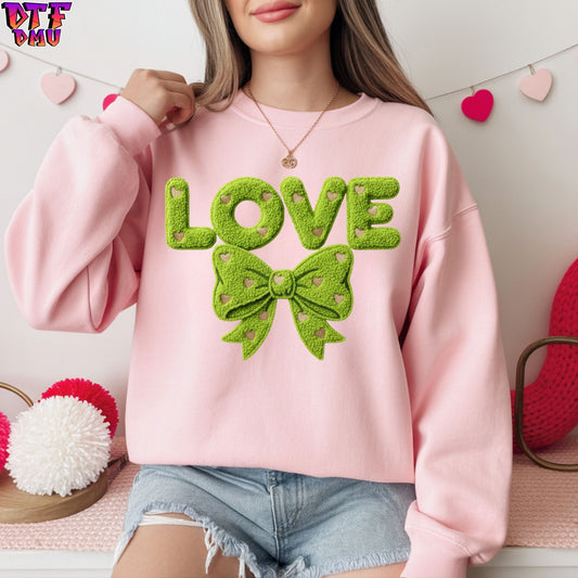 LOVE BOW Faux Yarn/Crochet Valentine's Day DTF Transfer Print Only.