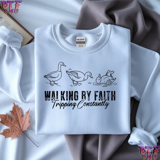 WALKING BY FAITH Christian DTF Transfer Print.