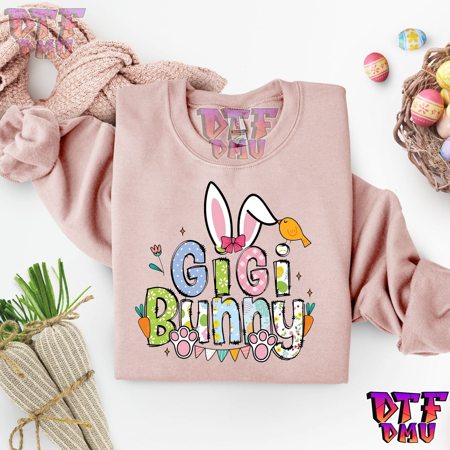 Easter Bunny Family Title  DTF Transfer Print