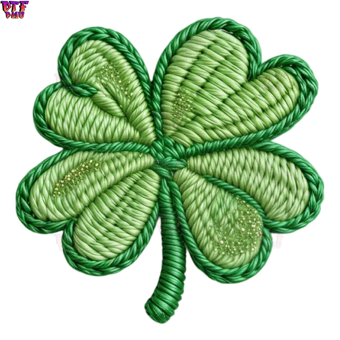 CLOVER LEAF Faux Yarn/Crochet St. Patrick's Day DTF Transfer print Only.