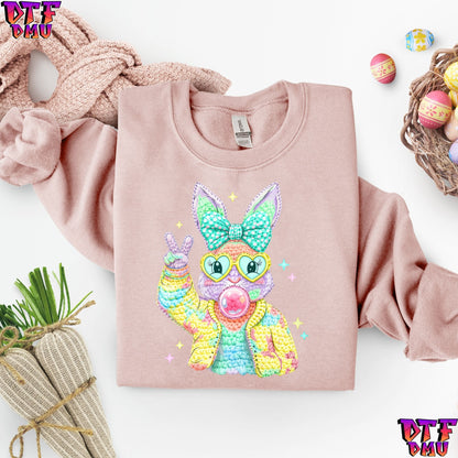 Easter Bunny Faux Yarn/Crochet DTF Transfer Print