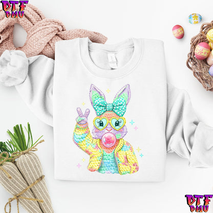 Easter Bunny Faux Yarn/Crochet DTF Transfer Print