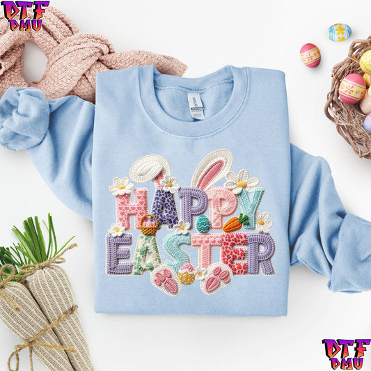 Happy Easter Faux Yarn/Crochet DTF Transfer Print