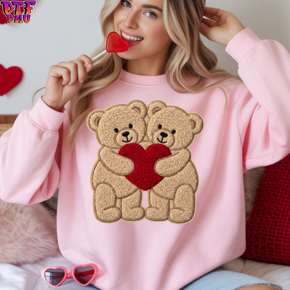 BEAR LOVE Faux Yarn/Crochet Valentine's Day DTF Transfer Print Only.