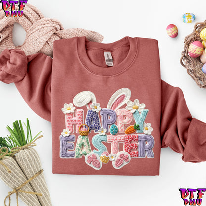 Happy Easter Faux Yarn/Crochet DTF Transfer Print