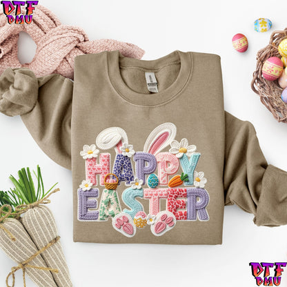 Happy Easter Faux Yarn/Crochet DTF Transfer Print