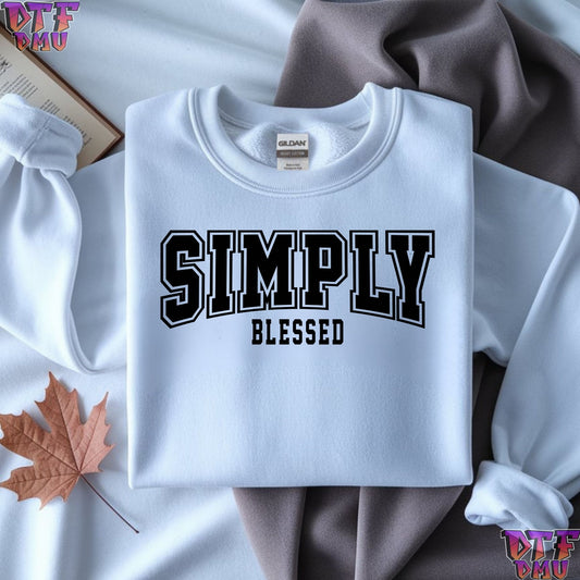 SIMPLY BLESSED Christian DTF Transfer Print.