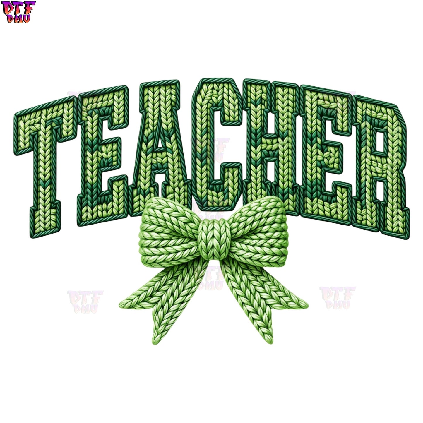 TEACHER Faux Yarn/Crochet/Embroidery St. Patrick's Day DTF Transfer print Only.