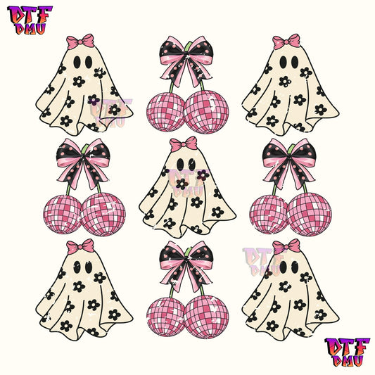 COQUETTE GHOST & DISCO BOWS (DTF Ready to Apply Transfer Print)