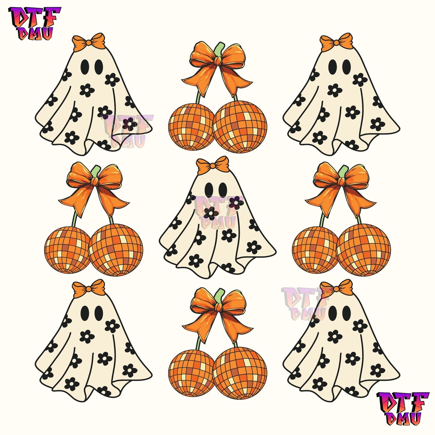 COQUETTE GHOST & DISCO BOWS (DTF Ready to Apply Transfer Print)