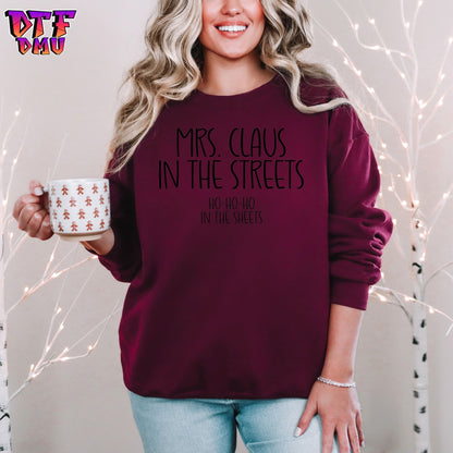 MRS. CLAUS IN THE STREETS HO HO HO IN THE SHEETS DTF Transfer Print Only