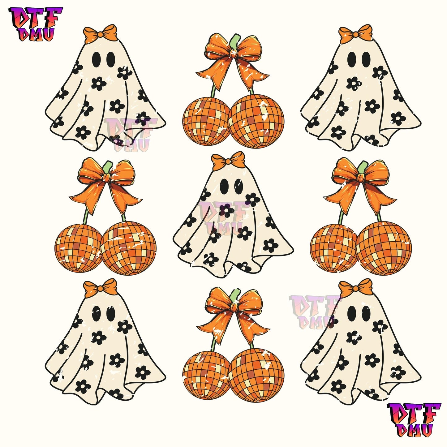COQUETTE GHOST & DISCO BOWS (DTF Ready to Apply Transfer Print)