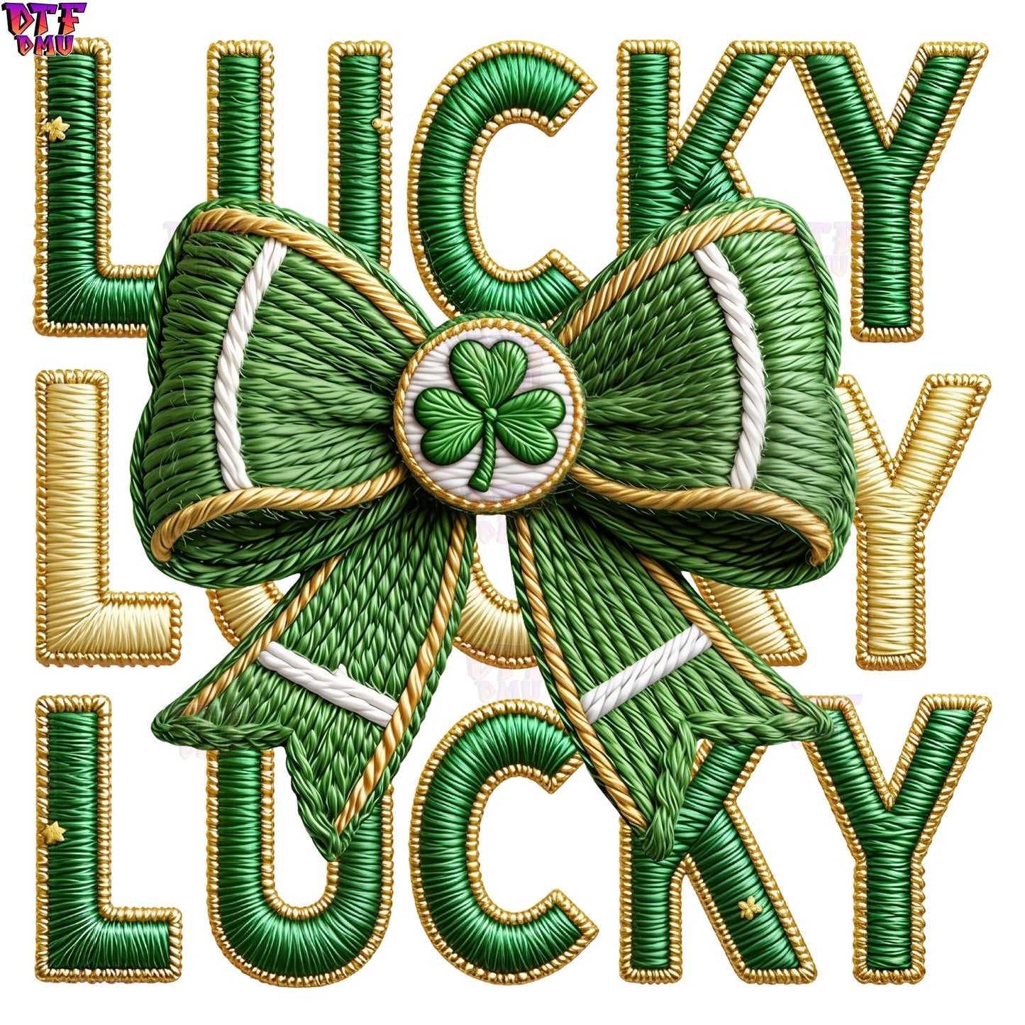 Lucky Faux Yarn/Crochet St. Patrick's Day DTF Transfer print Only.