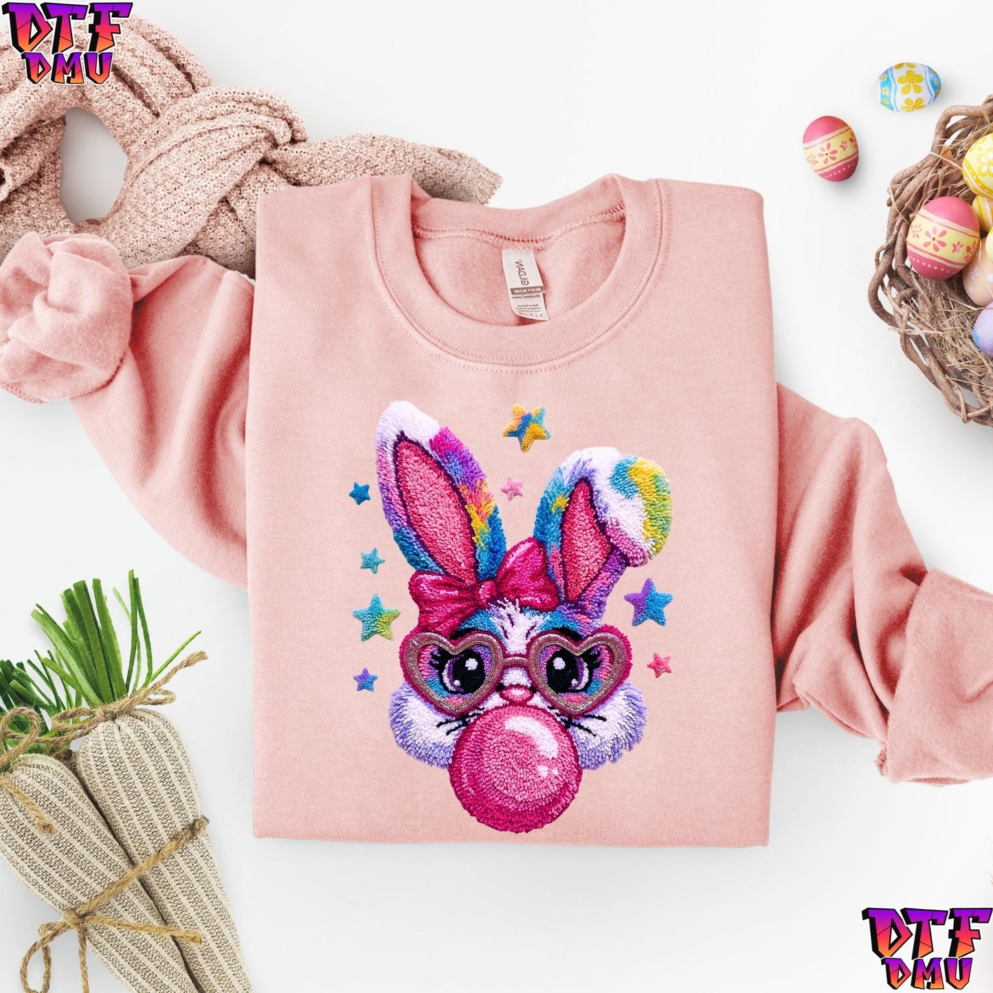 Easter Bunny Faux Yarn/Crochet DTF Transfer Print