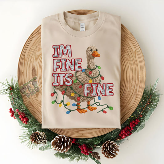 FAUX Yarn/Crochet I'm Fine Christmas DTF Transfer