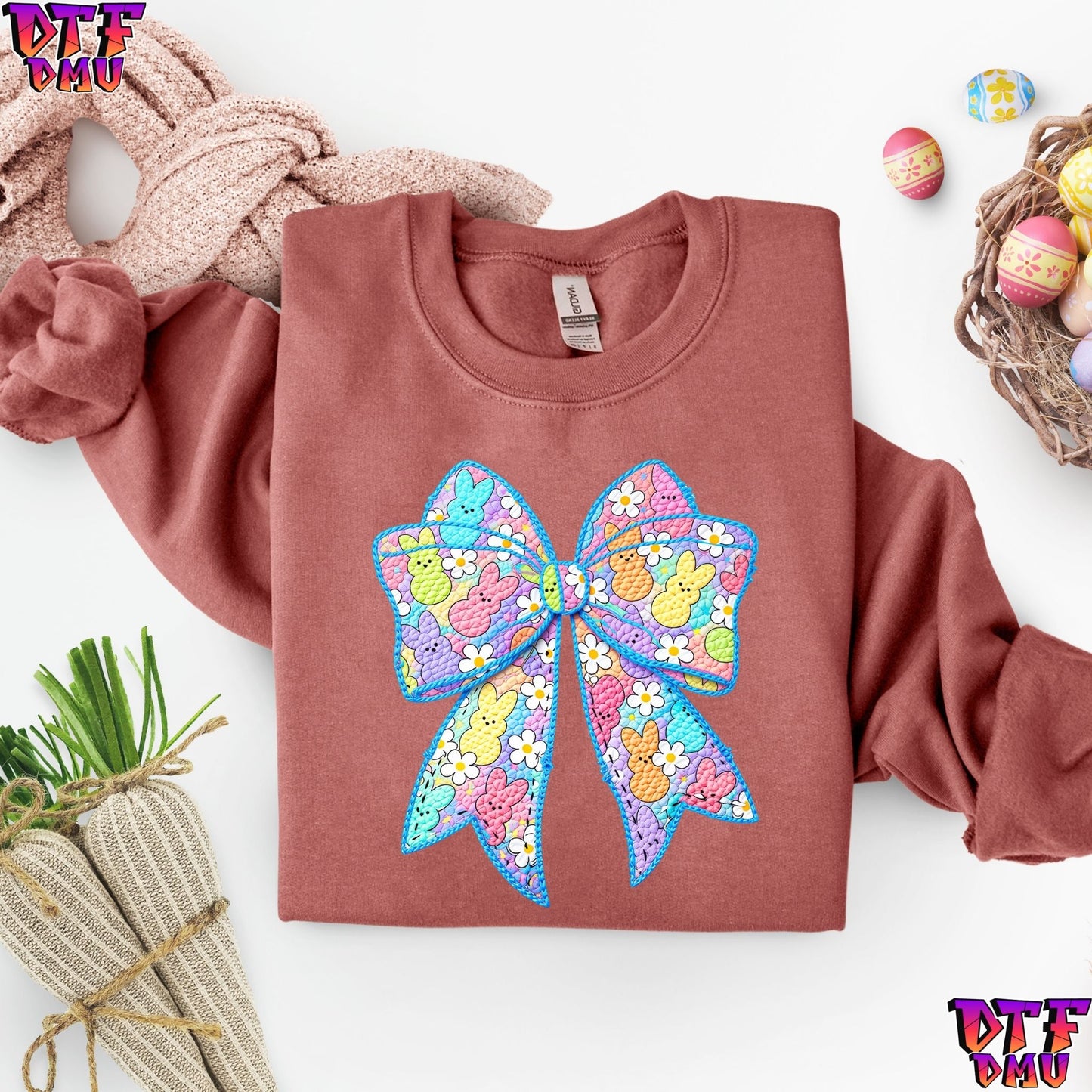 Easter Bow Faux Yarn/Crochet DTF Transfer Print