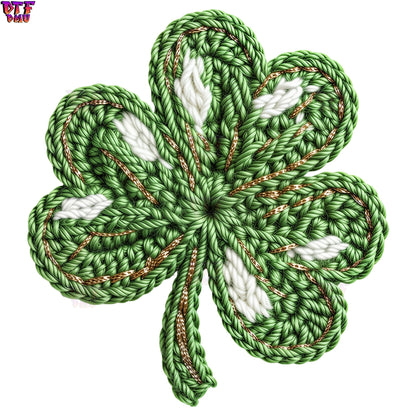 CLOVER Faux Yarn/Crochet St. Patrick's Day DTF Transfer print Only.