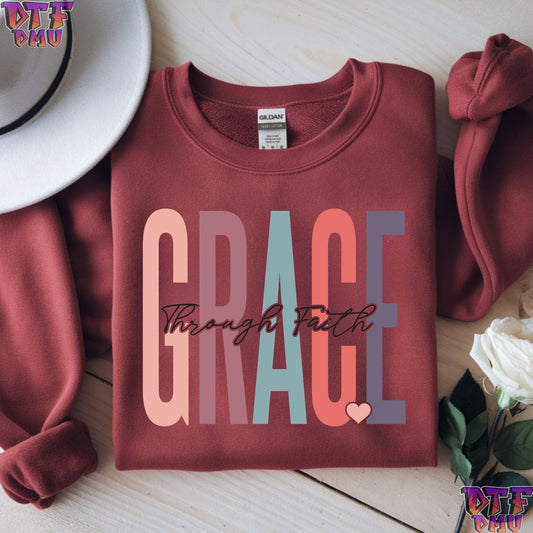 GRACE Through Faith Christian DTF Transfer Print.