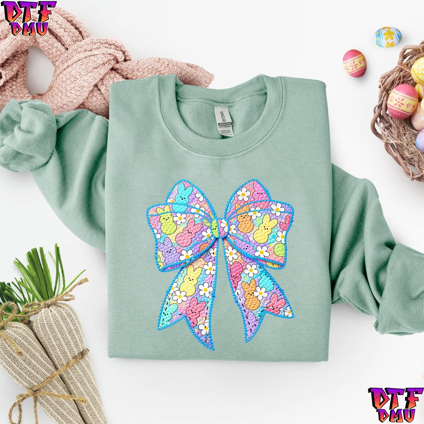 Easter Bow Faux Yarn/Crochet DTF Transfer Print