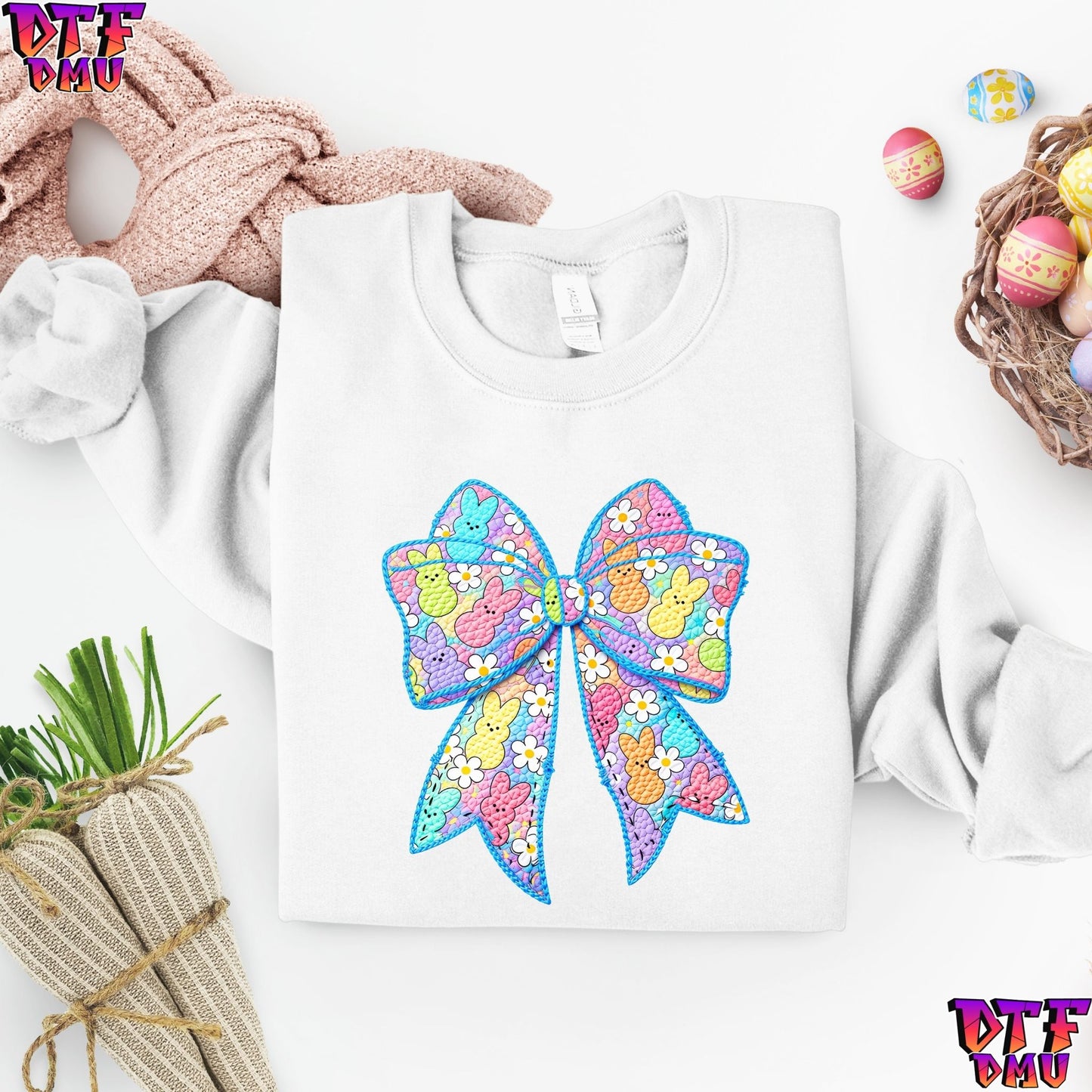 Easter Bow Faux Yarn/Crochet DTF Transfer Print